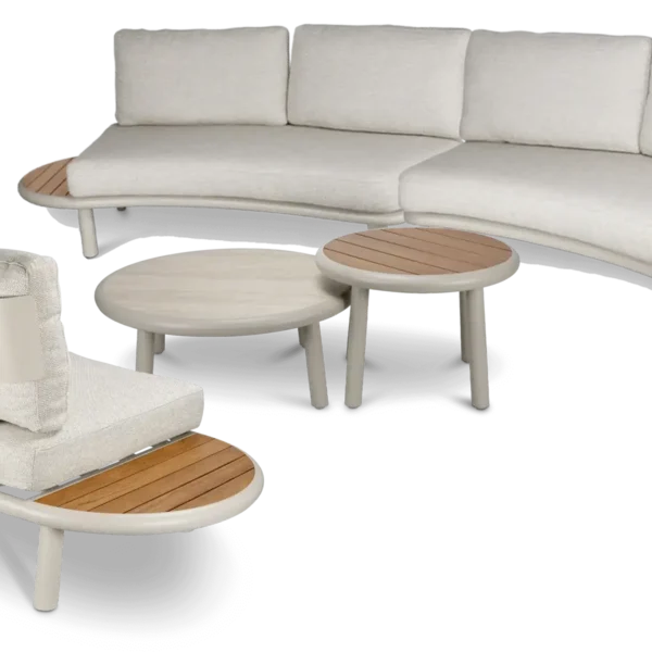 Evoke Curved 4pc Lounge Set in Fawn and Latte Check Cushions