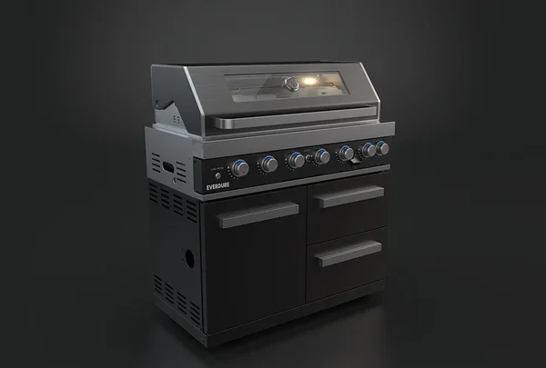NEO Black Steel 6 burner BBQ Island Module with cupboard and drawers 21B