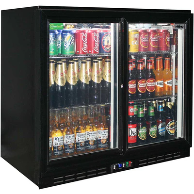 Rhino Black Glass Sliding Under Bench 2 Door Bar Fridge Energy Efficient LG Compressor - Model SG2S-B - Image 2