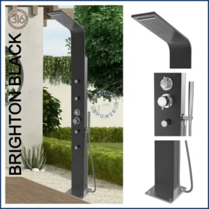 (FOR MELBOURNE CUSTOMERS ONLY) Brighton Black 316L Marine Grade WATERMARK REGISTERED Stainless Steel Outdoor/Indoor Massage Shower